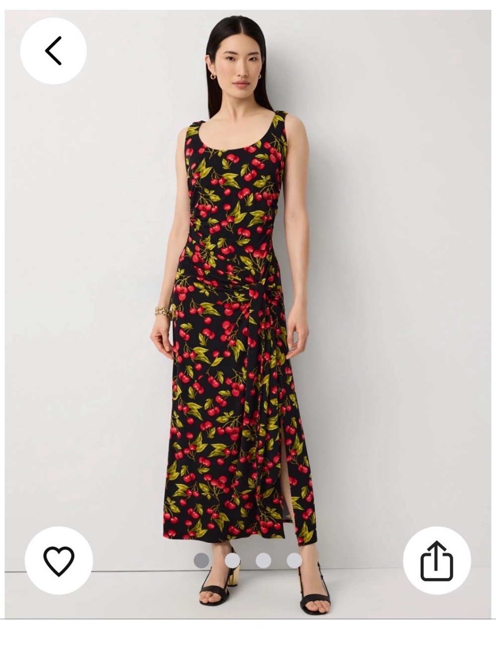 NWT WHBM Black Cherry Print Sleeveless Maxi Dress XS